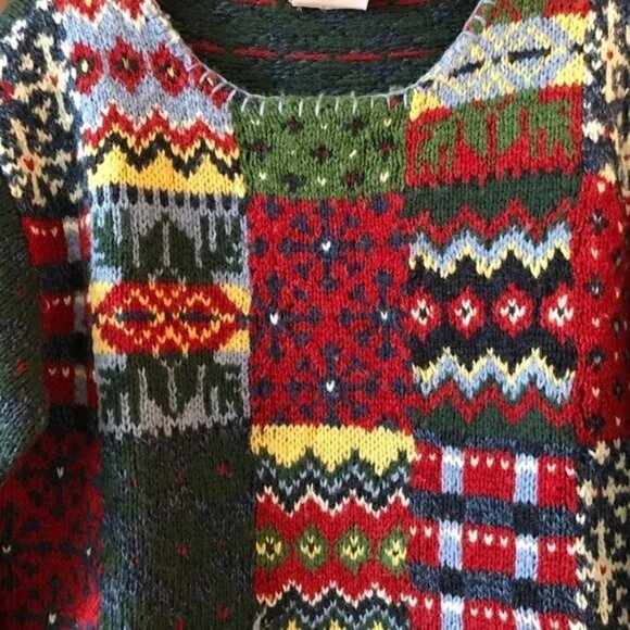 Liz Claiborne Lizwear Hand Knit Holiday Sweater Size L - Picture 4 of 5